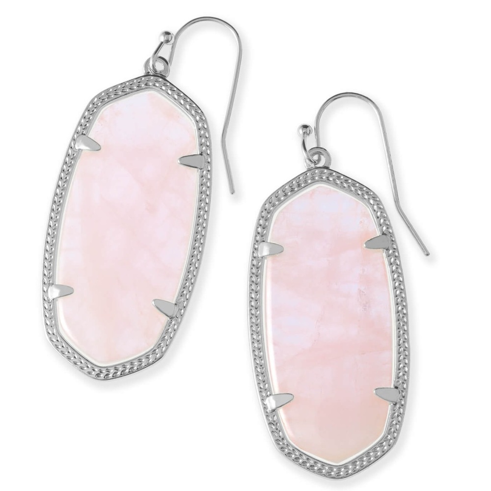 Kendra Scott Elle Earrings Rose Quartz and Silver